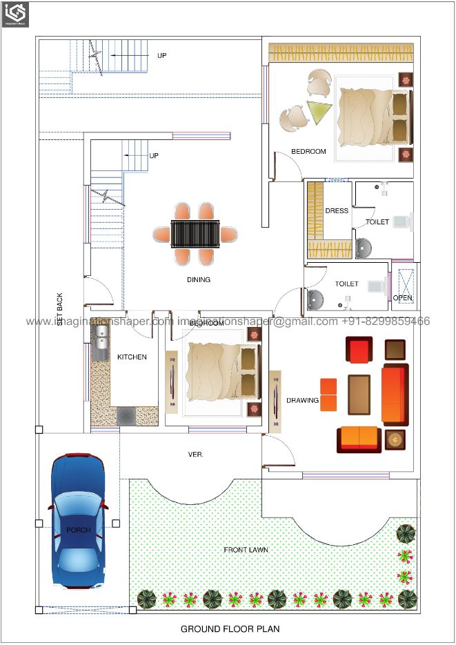 2400sqft Villa Floor Plan