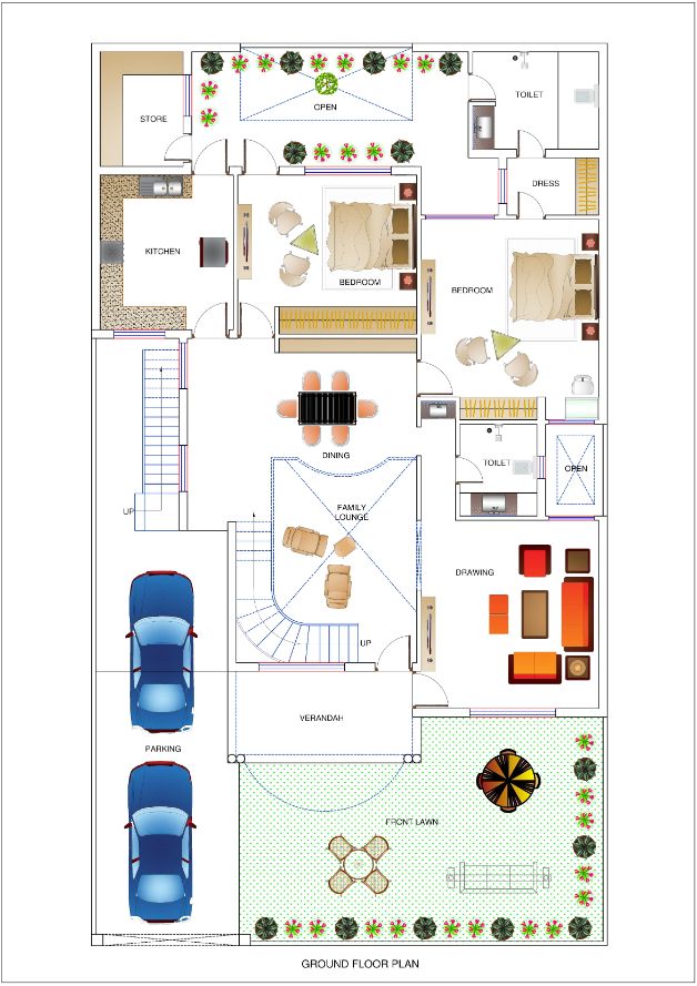45x80 Duplex House Plan